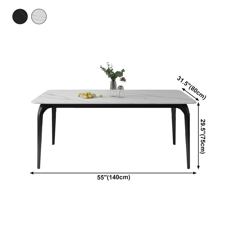 Rectangle Shape Industrial Dining Table Fixed Table with Sintered Stone Clearhalo 'Dining Tables & Seating' 'Dining Tables' 'dining_table' 'furn' 'furn_dining_table' 'Furniture' 'furniture_dining_table' 'Kitchen & Dining Furniture' 'kitchen' 'kitchen_dining_table' 1200x1200_159f5927-3b52-4278-947f-18db00669404