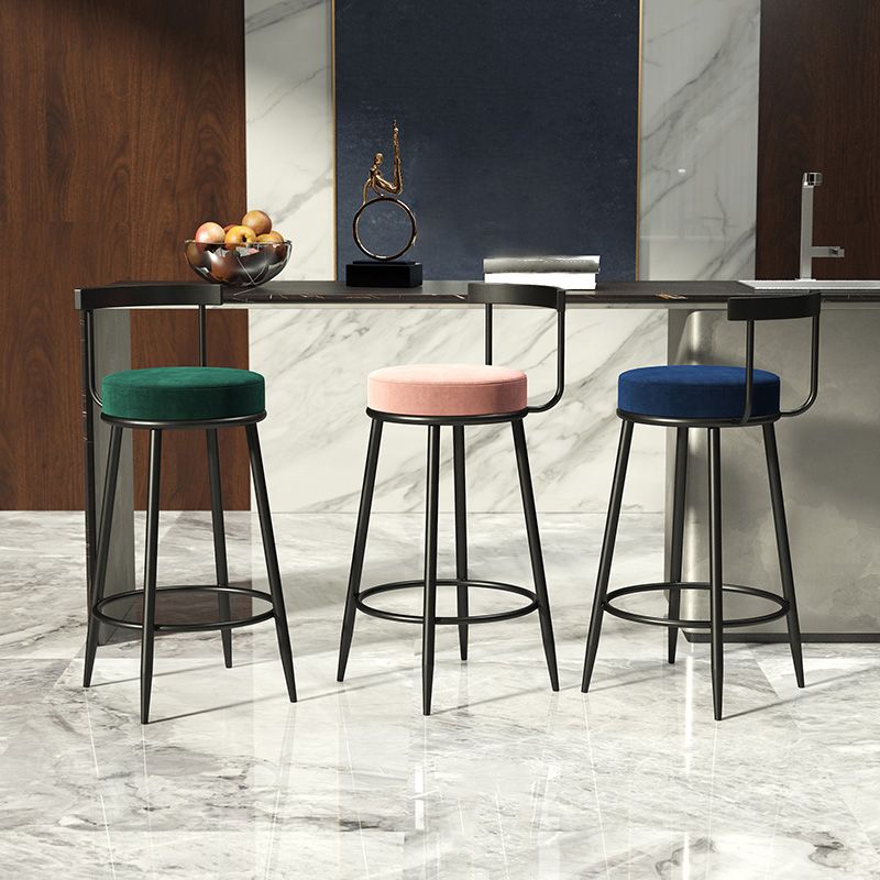 Modern Armless Backrest Counter Stool Iron Cashier Bar Stool with Cushion and Pedal Clearhalo 'Bar Furniture' 'Bar Stools' 'bar_stools' 'furn' 'furn_bar_stools' 'Furniture' 'furniture_bar_stools' 'Kitchen & Dining Furniture' 1200x1200_15a363a9-cdb1-4f2a-ac9a-e4e2cca501b2