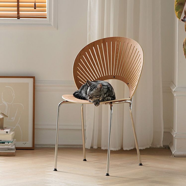 Industrial Dining Chair with Metal Legs Matte Finish Side Chair