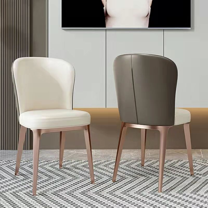 Scandinavian Luxury Armless Solid Back Chairs Leather Dining Chairs for Kitchen Clearhalo ' kitchen&dining_furn' 'Dining Chairs' 'Dining Tables & Seating' 'dining_chair' 'furn' 'furn_dining_chair' 'Furniture' 'furniture_dining_chair' 'Kitchen & Dining Furniture' 'kitchen' 1200x1200_15a4b857-5980-4eb6-a634-6e83ab6bf123