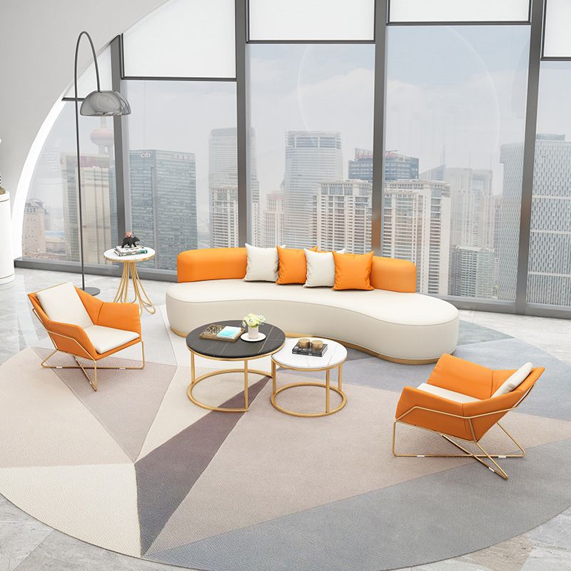 Faux Leather Armless Curved Sofa Contemporary Moon Shape Sofa Clearhalo 'furn' 'furn_sofas' 'Furniture' 'Living Room Furniture' 'Sofa' 'sofas' 1200x1200_15a7d567-9f51-47b4-ba7e-e3cb3dd85dea