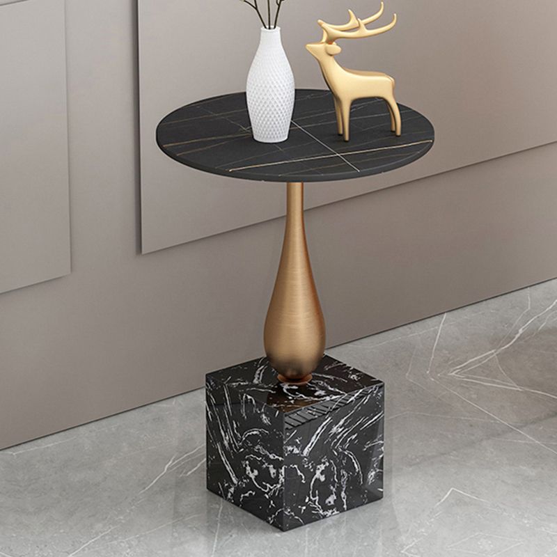 Modern 13.77" Wide End Table Round Stone Top Pedestal Side Table Clearhalo 'Coffee & Accent Tables' 'End & Side Tables' 'end_side_tables' 'furn' 'furn_end_side_tables' 'Furniture' 'Living Room Furniture' 1200x1200_15a9ccd2-ecd3-4a07-9fe6-46de4ad6adac