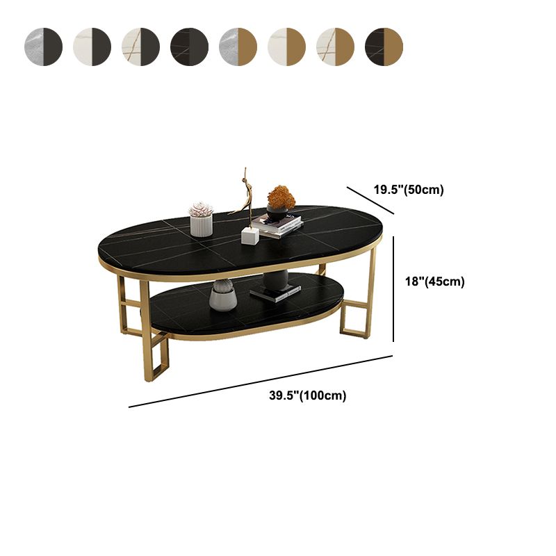Table basse de table basse ovale en ardoise Glam avec rangement