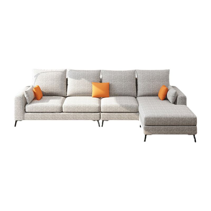33.46" Tall Modern Linen Sectional/Sofa with Pillowed Back Cushions Clearhalo 'furn' 'furn_sectionals' 'Furniture' 'Living Room Furniture' 'Sectionals' 1200x1200_15abeda7-72f4-49d0-9402-2d3505dc9402