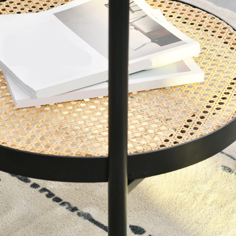 Table basse moderne en verre transparent avec rangement, ensemble de Table à cocktail ronde à 4 pieds
