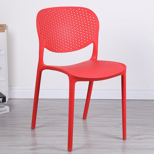 Silla lateral de plástico apilamiento de estilo moderno silla sin brazo abierta