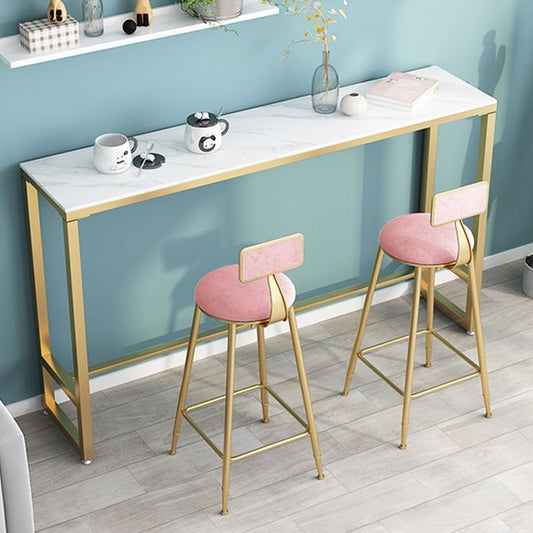Glam Style Bar Table 42-inch Height Stone Top and Metal Base Bistro Table Clearhalo 'Bar Furniture' 'Bar Tables' 'bar_tables' 'furn' 'furn_bar_tables' 'Furniture' 'furniture_bar_tables' 'Kitchen & Dining Furniture' 1200x1200_15af2a57-0a29-4ad7-beb4-81a76c2de534
