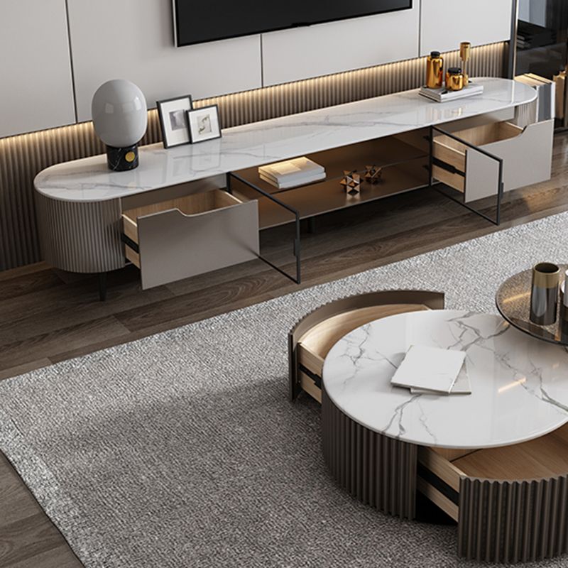 Stone Media Console TV Stand Modern TV Stand Console with Drawers Clearhalo 'furn' 'furn_tv_stands_entertainment_centers' 'Furniture' 'Living Room Furniture' 'TV Stands & Entertainment Centers' 'TV Stands & Media Storage Furniture' 'tv_stands_entertainment_centers' 1200x1200_15b041d0-3f64-4831-a4fc-f1bca8aac2d3