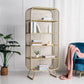 Vertical Metal Bookshelf Etagere Closed Back Shelf Bookcase for Home