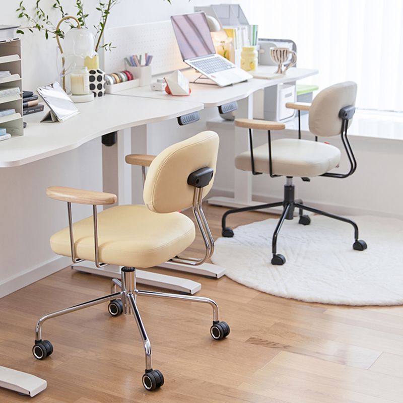 Modernism Fixed Arms Office Chair Desk Chair with Wheels for Home Clearhalo 'furn' 'furn_office_chair' 'Furniture' 'Office Chairs' 'Office Furniture' 'office_chair' 1200x1200_15b2237f-9683-40b1-8253-2eaa3433e418