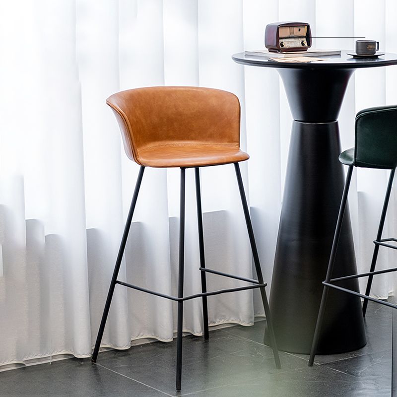 Indoor Leather Bar & Counter Stool Industrial Footrest Low Back Bucket Counter Chair Clearhalo 'Bar Furniture' 'Bar Stools' 'bar_stools' 'furn' 'furn_bar_stools' 'Furniture' 'Kitchen & Dining Furniture' 1200x1200_15b22a4e-8b26-4399-ad92-0fab96d90d7d