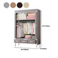 Contemporary Style Wardrobe Armoire Steel Frame Wardrobe Cabinet with Drawers