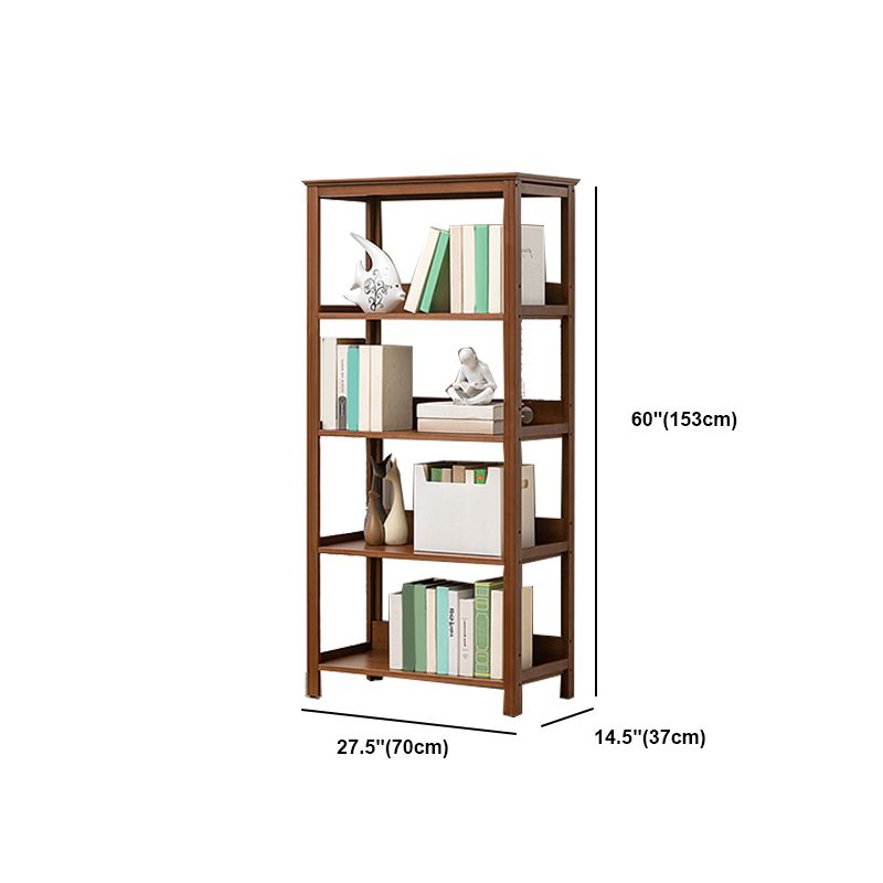 Modern Brown Vertical Book Shelf Bamboo Etagere Open Plank voor thuis