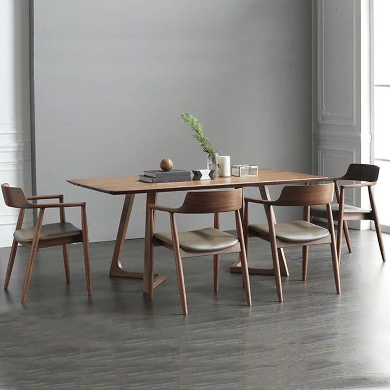 Rectangle Double Pedestal Industrial Dining Table Brown Fixed Table for Home Clearhalo 'Dining Tables & Seating' 'Dining Tables' 'dining_table' 'furn' 'furn_dining_table' 'Furniture' 'furniture_dining_table' 'Kitchen & Dining Furniture' 'kitchen' 'kitchen_dining_table' 1200x1200_15b4b837-486d-4259-a45e-5fe3e6ffdccb