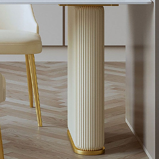 Stone Top Dining Table Contemporary Dining Table with Sled Base in White