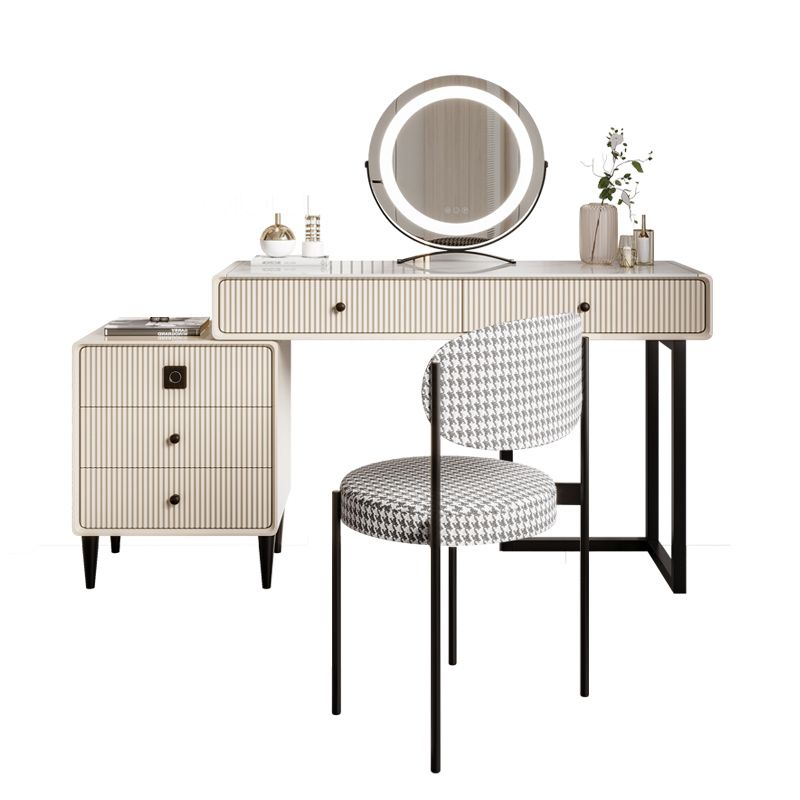 5 Holzschubladen Make -up -Tisch Schreibtisch Eitelkeit Stein Top Eitelkeitstisch