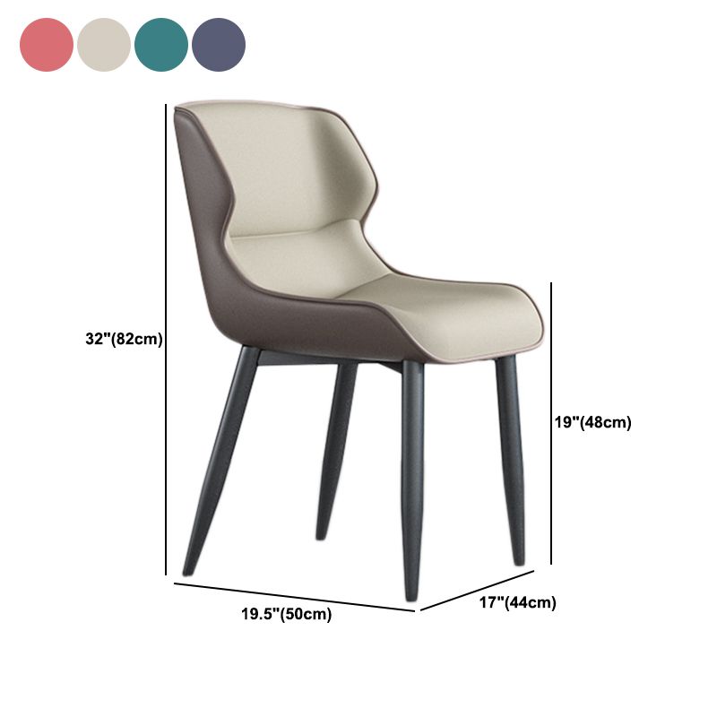 Faux Leather Armless Dining Chairs Modern Steel Legs Dining Side Chair