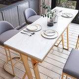 Tavolo da bar in pietra bianca set 1/5 pezzi tavolo da bar di base in metallo oro e sgabelli