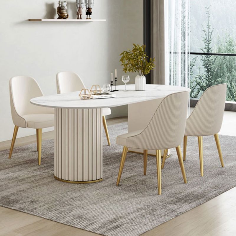 モダンスタイルの焼結ストーンダイニングセットオーバル1/2/5/6/7ピースダイニングセットダイニングエリア