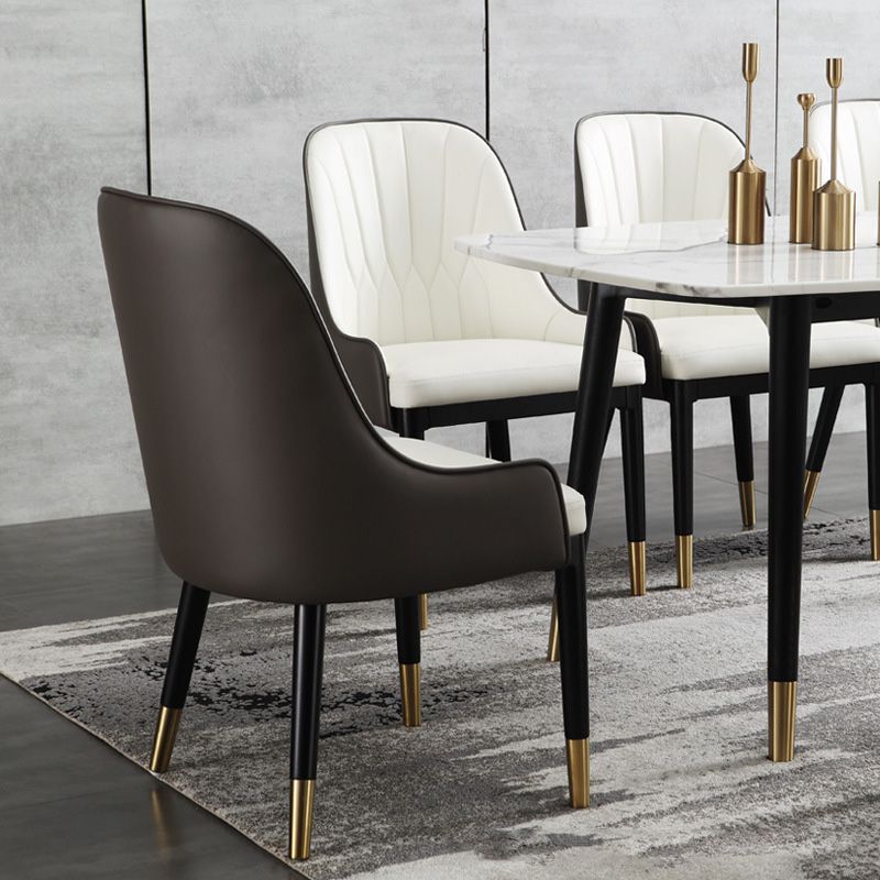 Chaises de salle à manger rembourrées industrielles chaise Parsons en jambes noires