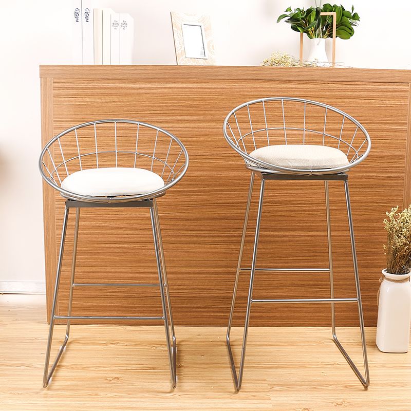 Glam Bucket Counter Bar Stool Footrest Low Back Indoor Metal Counter Stools