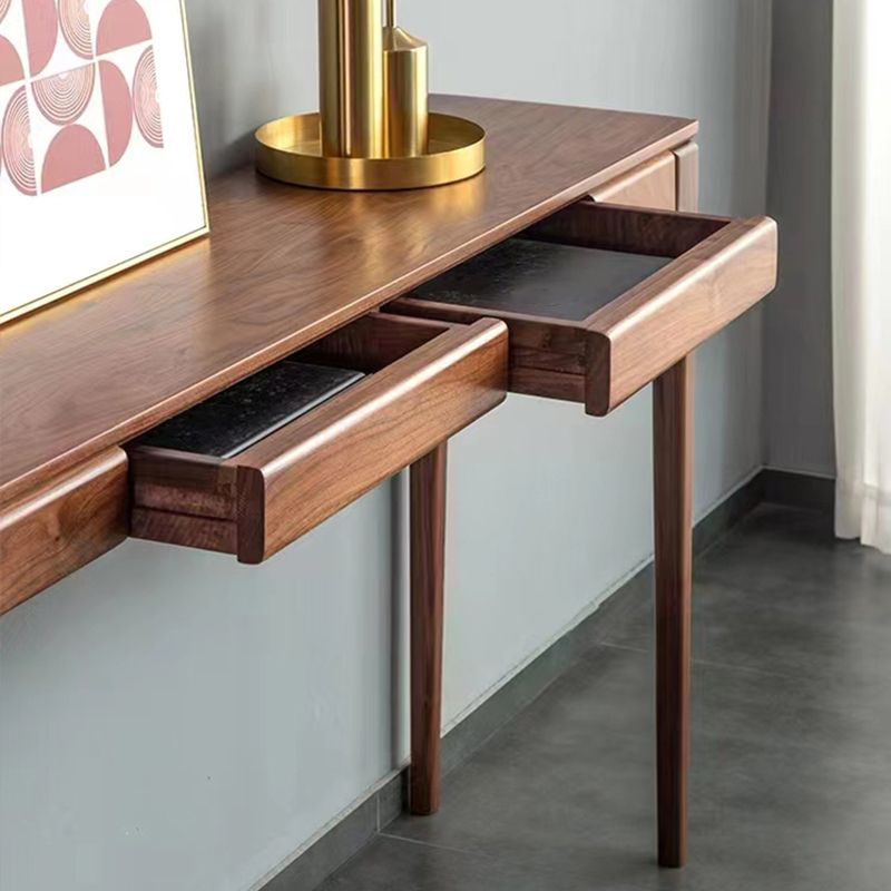 Mid-Century Modern Sofa Table 4 Legs Wood Rectangle Storage Walnut Console Table Clearhalo 'Console Tables' 'console_tables' 'Entry & Mudroom Furniture' 'furn' 'furn_console_tables' 'Furniture' 1200x1200_15c0283a-c9db-4428-a7de-e41785ec7a29