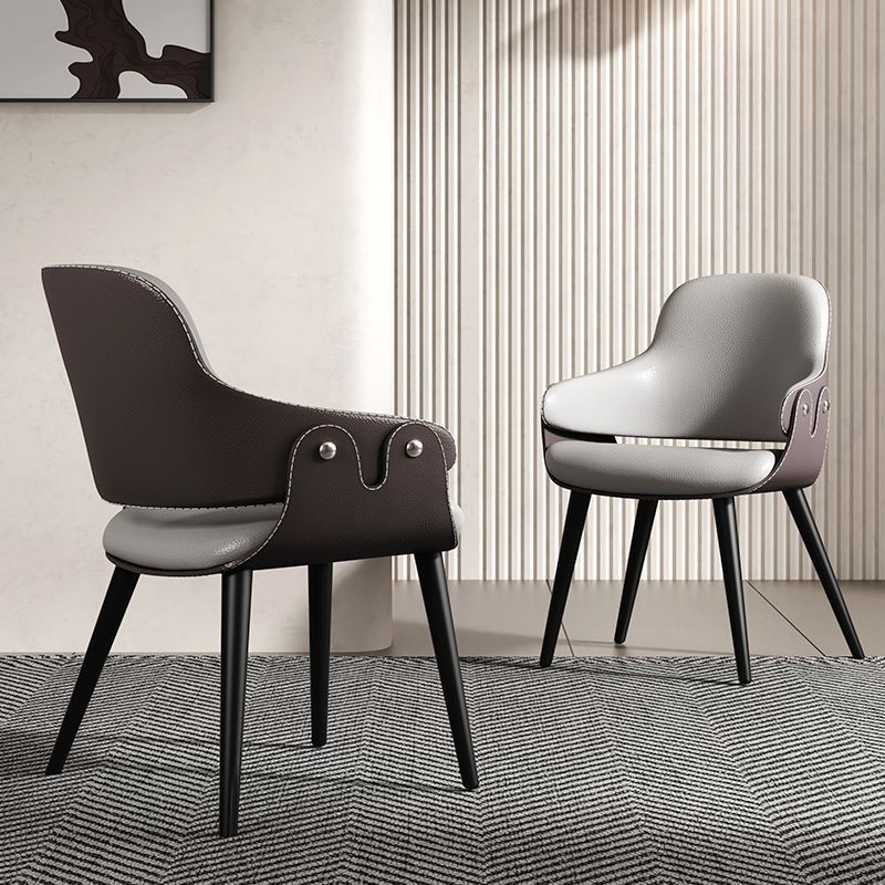 Leather Dining Chairs Metal Leg Arm Dining Room Chairs for Restaurant Use