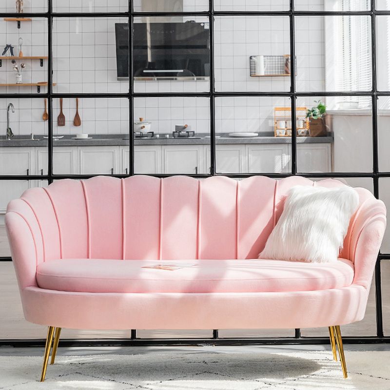 30.7"H Scandinavian Velvet/ Faux Leather Armless Curved Loveseat Sofa Clearhalo 'furn' 'furn_sofas' 'Furniture' 'furniture_sofas' 'kitchen' 'kitchen_sofas' 'Living Room Furniture' 'Sofa' 'sofas' 1200x1200_15c52e3e-ff76-4431-9ddd-722480482fe3