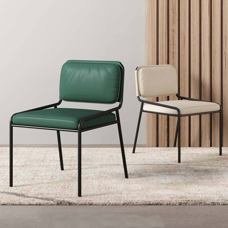 Upholstered Dining Chairs Armless Faux Leather Kitchen Dining Side Chair