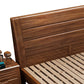 Cama de panel de nogal de cama estándar moderna de mediados de siglo con cabecera