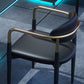 Faux Leather Arm Chairs Upholstered Dining Chairs with Metal Base