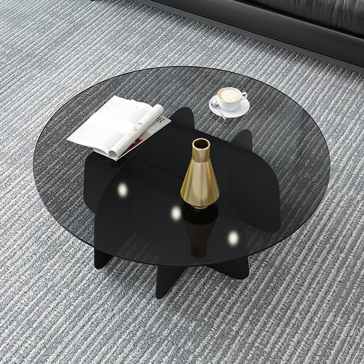 Moderner runder Couchtisch, runder Kaffee- und Cocktailtisch mit Glasplatte für das Wohnzimmer