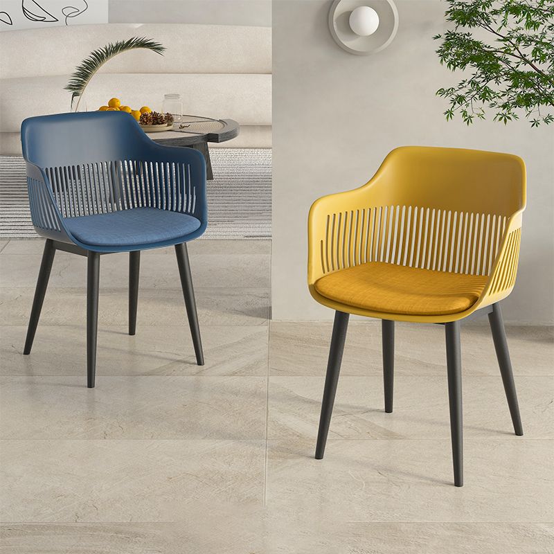 Plastic Arm Chair Modern Style Open Back Chair for Dining Room