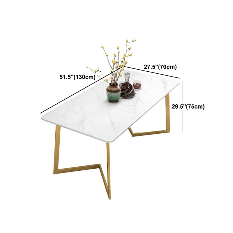 Metal Traditional Luxury Rectangle Dining Table with Sled Sintered Stone Table for Home Clearhalo 'Dining Tables & Seating' 'Dining Tables' 'dining_table' 'furn' 'furn_dining_table' 'Furniture' 'Kitchen & Dining Furniture' 1200x1200_15cd5c0c-9214-4e32-b34d-d8c4da6cc6af