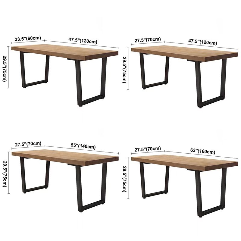Industrial Pine Solid Wood Dining Table Brown Rectangle Table with Sled Base for Dinning Room Clearhalo ' dining_table' 'Dining Tables & Seating' 'Dining Tables' 'furn' 'furn_dining_table' 'Furniture' 'furniture_dining_table' 'Kitchen & Dining Furniture' 'kitchen&dining_furn' 'kitchen' 'kitchen_dining_table' 1200x1200_15cdf721-2036-4388-bf5f-06ea54621112