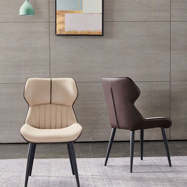 Contemporary Parsons Arm Chairs Leather Curved Dining and Accent Chairs Clearhalo ' kitchen&dining_furn' 'Dining Chairs' 'Dining Tables & Seating' 'dining_chair' 'furn' 'furn_dining_chair' 'Furniture' 'furniture_dining_chair' 'Kitchen & Dining Furniture' 'kitchen' 1200x1200_15ce1c45-d6e2-4230-9744-f06d63261c28