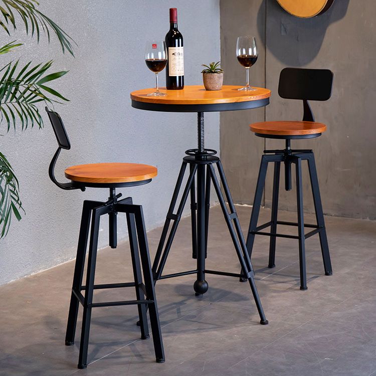 Industrial 1/2/3 Pieces Solid Wood Bar Table Set Round Bistro Set Clearhalo 'Bar Furniture' 'furn' 'furn_home_bar_bar_sets' 'Furniture' 'Home Bars & Bar Sets' 'home_bar_bar_sets' 'Kitchen & Dining Furniture' 1200x1200_15ce6281-6f32-487a-8ad6-cc226debf852