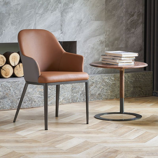 Silla de brazo tapizada contemporánea para el hogar de cuero sintético