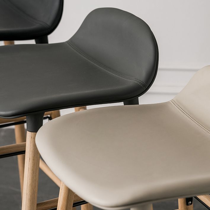 Faux Leather Counter Stool Modern Style Low Back Barstool with Solid Wood Legs Clearhalo 'Bar Furniture' 'Bar Stools' 'bar_stools' 'furn' 'furn_bar_stools' 'Furniture' 'Kitchen & Dining Furniture' 1200x1200_15d165e1-9e7e-416d-90b6-1b1753d4494f