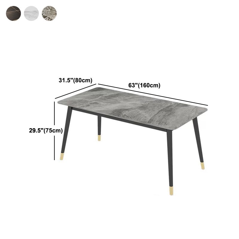 Rectangular Sintered Stone Dining Table Luxury White Furniture with Steel 4 Legs for Home Clearhalo 'Dining Tables & Seating' 'Dining Tables' 'dining_table' 'furn' 'furn_dining_table' 'Furniture' 'Kitchen & Dining Furniture' 1200x1200_15d32075-1b07-4807-9ea7-14d3a1d9dc4f