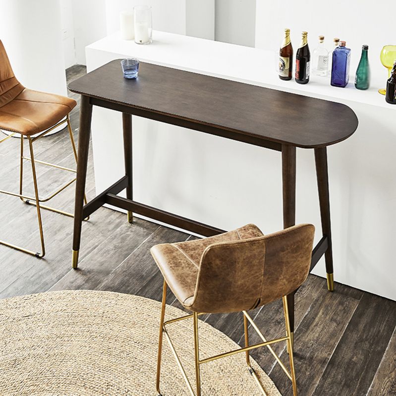 Industrial Wood Trestle Bar Table Specialty Indoor Bistro Table - 53" x 18" x 40" Clearhalo 'Bar Furniture' 'Bar Tables' 'bar_tables' 'furn' 'furn_bar_tables' 'Furniture' 'furniture_bar_tables' 'Kitchen & Dining Furniture' 'kitchen&dining_furn' 'kitchen' 1200x1200_15d37cb4-8b47-4658-9ff9-3c8e1bbcf3ee