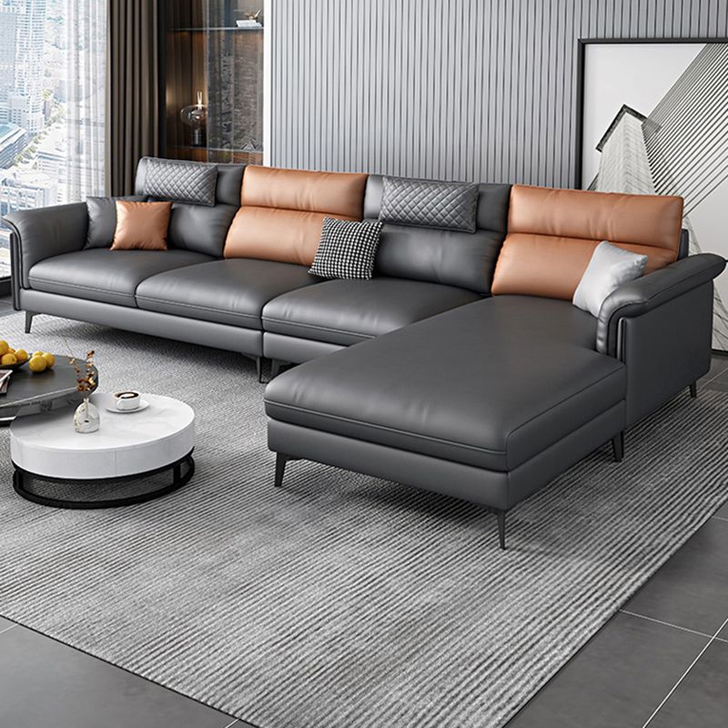 35.43 "Tall Modern Sectional Dark Gray Sectional met gekussen achterste kussens