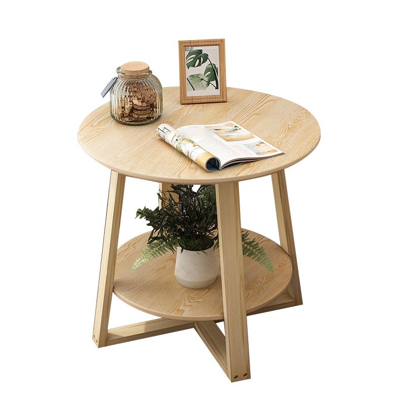 Cross Legs Coffee Table Minimalist Solid Wood Round Coffee Table