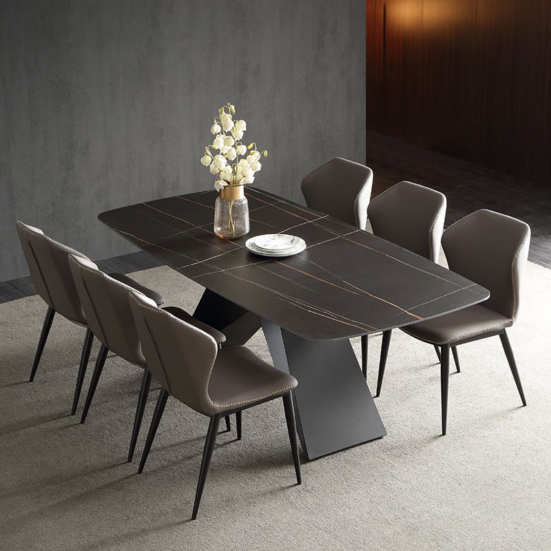Set da pranzo moderno con piano in pietra sinterizzata Set tavolo da pranzo rettangolare 1/4/5/7 pezzi