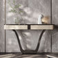 Half Moon Shape Contemporary Console Table Stone White/Black Console Sofa Table