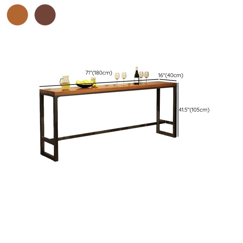 Mesa de bar industrial para vino, mesa de bistró con tapa de madera maciza y base negra