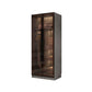 Modern Glass Hinged Doors Wardrobe Armoire Wood Frame Wardrobe with Shelves without Light