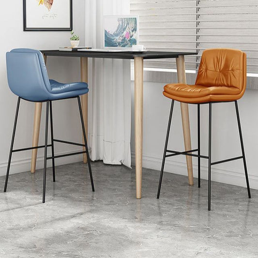 Tabourets de bar en cuir en faux cuir contemporain avec des jambes en métal