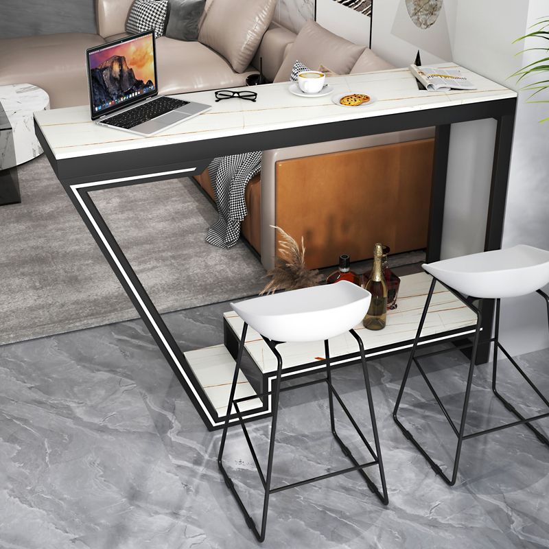 Glam Sintered Stone Bistro Bar Table Rectangle Metal Base Bar Table Clearhalo 'Bar Furniture' 'Bar Tables' 'bar_tables' 'furn' 'furn_bar_tables' 'Furniture' 'Kitchen & Dining Furniture' 1200x1200_15dc5275-7db5-4864-acfa-2ebd83f59469
