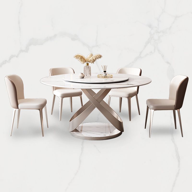 Round Pedestal Table Contemporary Style Stone Dining Site Table with Turntable Clearhalo 'Dining Tables & Seating' 'Dining Tables' 'dining_table' 'furn' 'furn_dining_table' 'Furniture' 'Kitchen & Dining Furniture' 1200x1200_15dd7b81-1423-40af-801b-b1a01c714f28